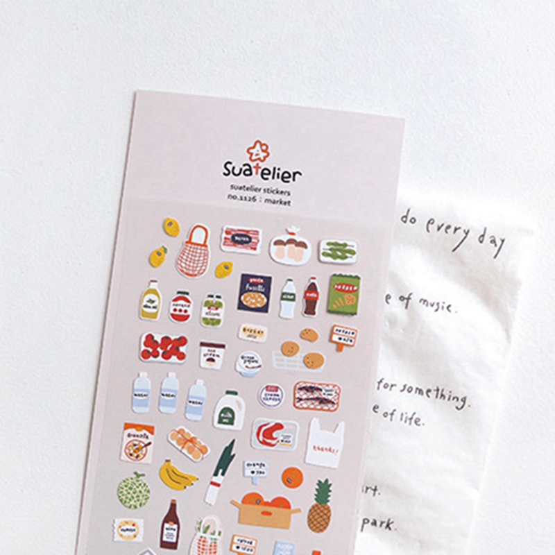 Junk Food Snacks - Suatelier N.1126 Adesivo “Market” per Scrapbooking,