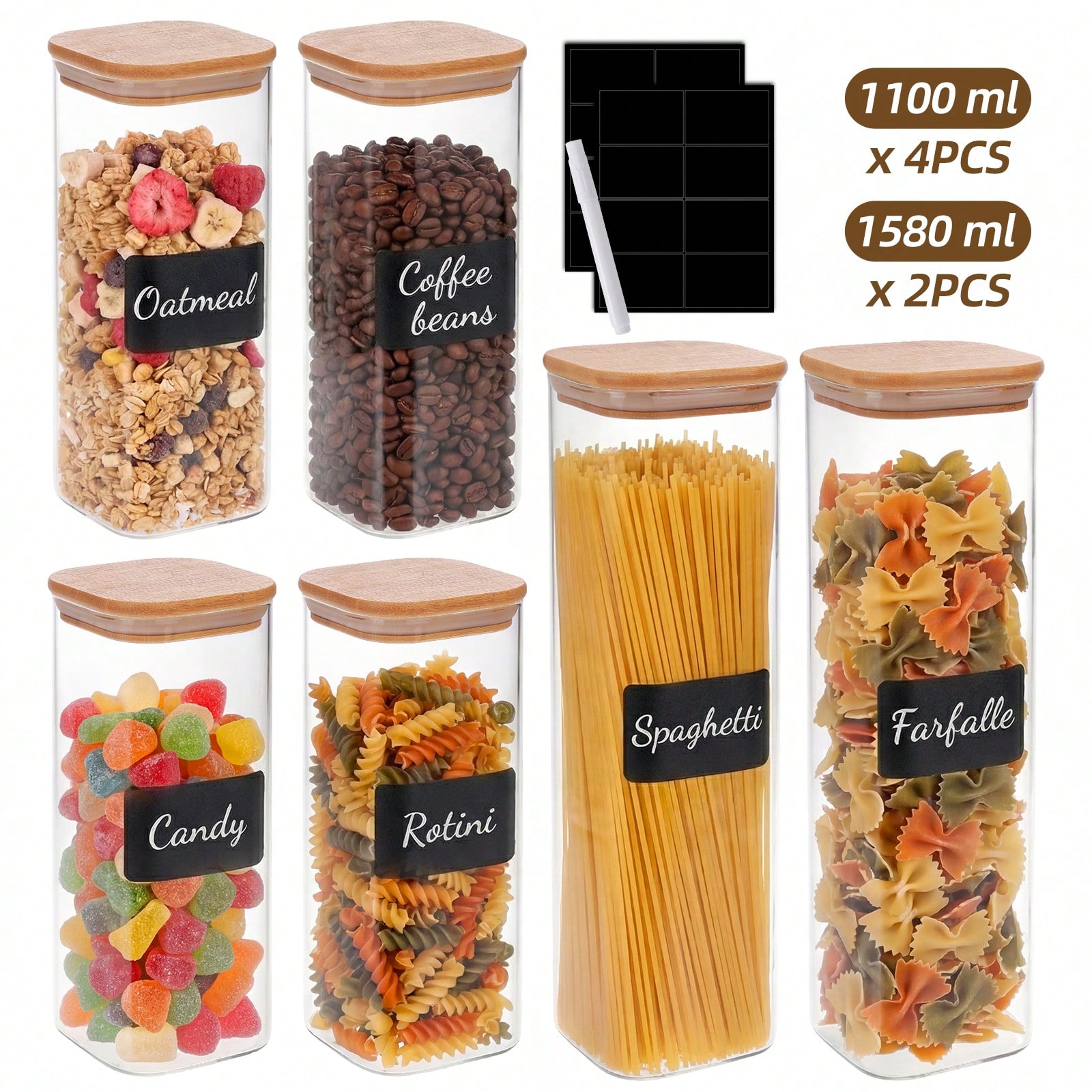 Snacks Food Labels - Contenitori in vetro per alimenti con
