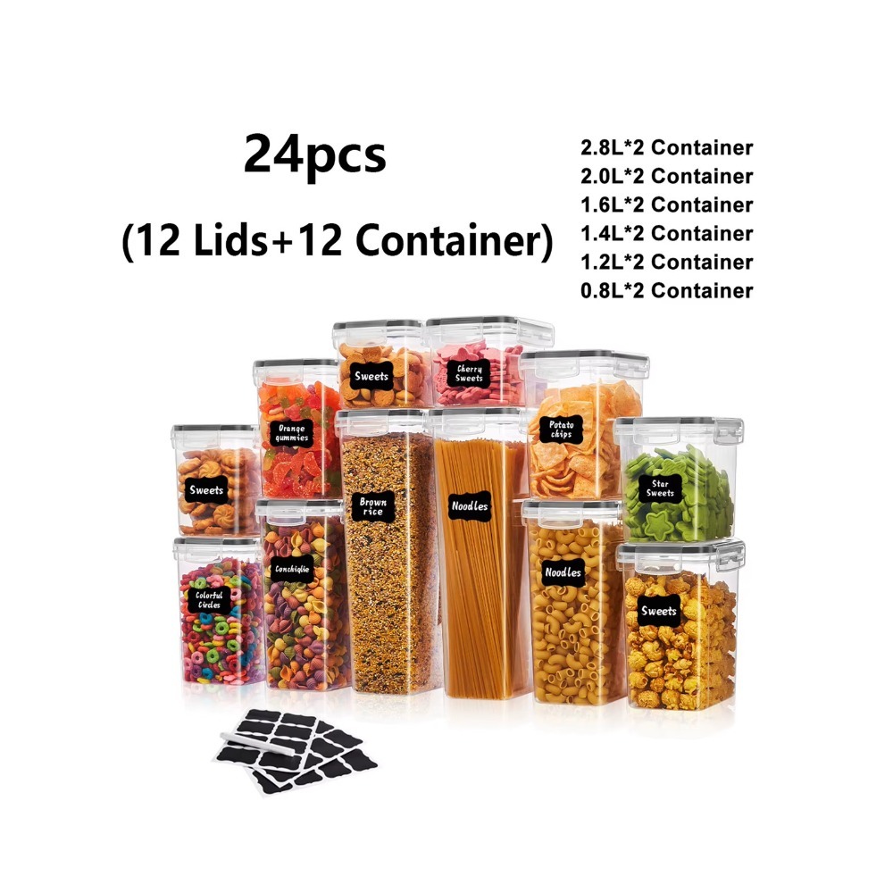 Snacks Food Labels - Set da 24 contenitori ermetici per