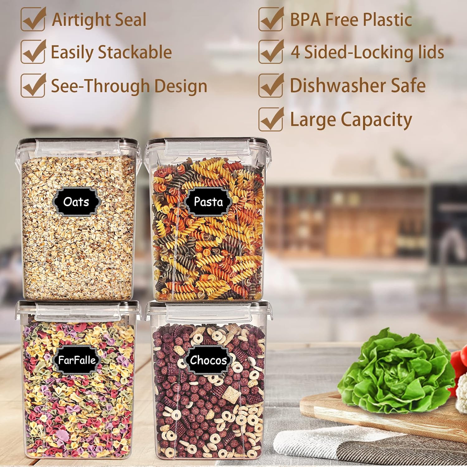 Tyrixma, set da 4 contenitori  - Snacks Food Labels recensione e prezzo