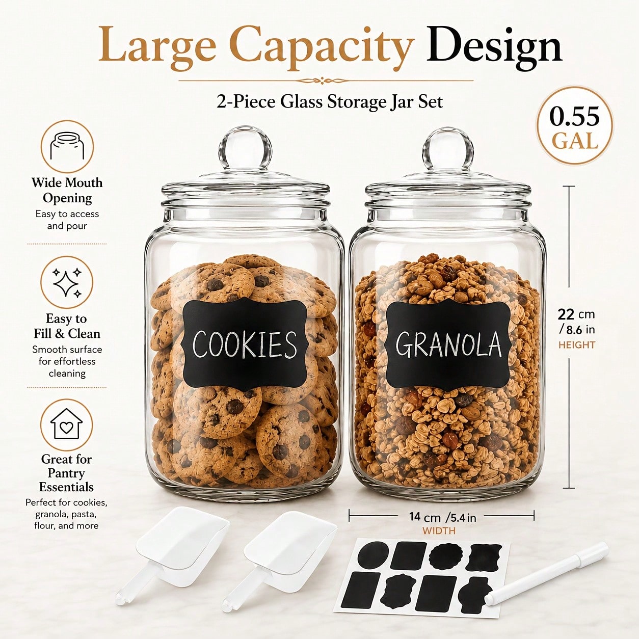 Set di 2 barattoli in vetro co - Snacks Food Labels recensione e prezzo